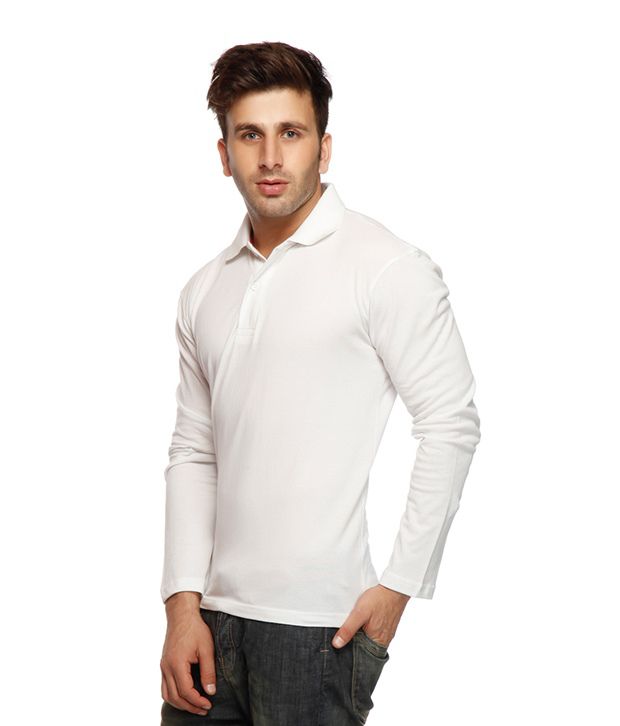 Gritstones White Full Sleeves Polo T Shirt - Buy Gritstones White Full ...