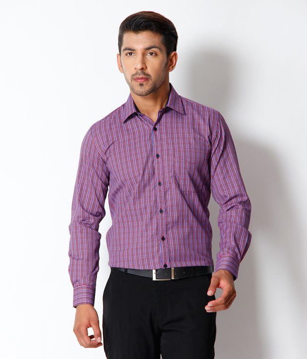 mens black and purple striped shirt