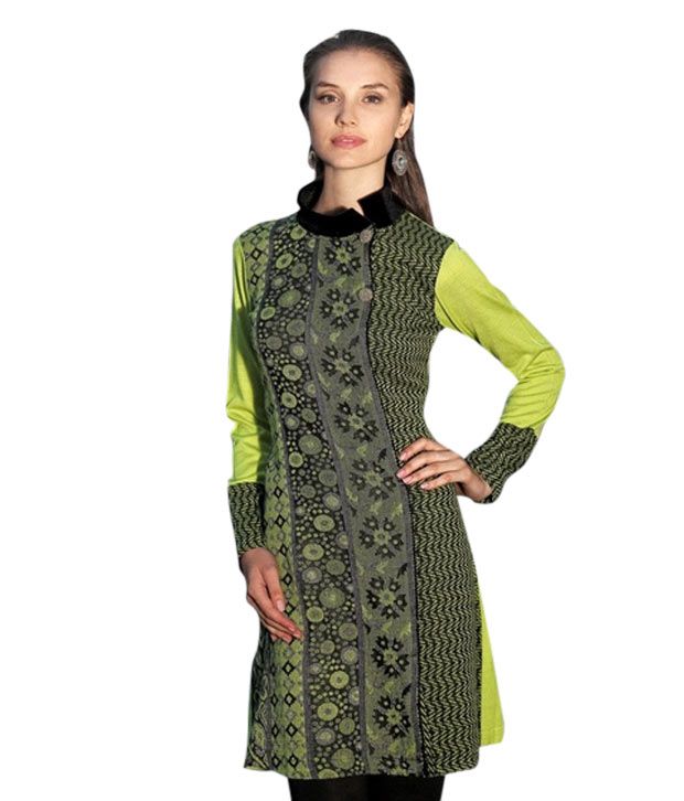 green kurti combination