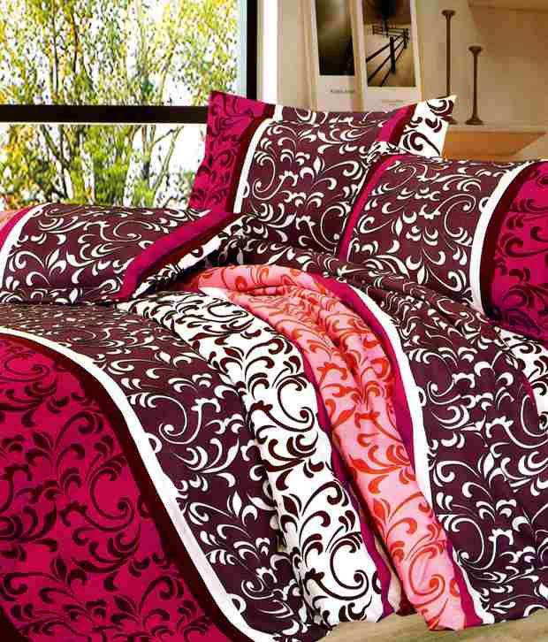 Seville Multi Color Double Bedsheet Set of 5 With 10 Pillow Covers