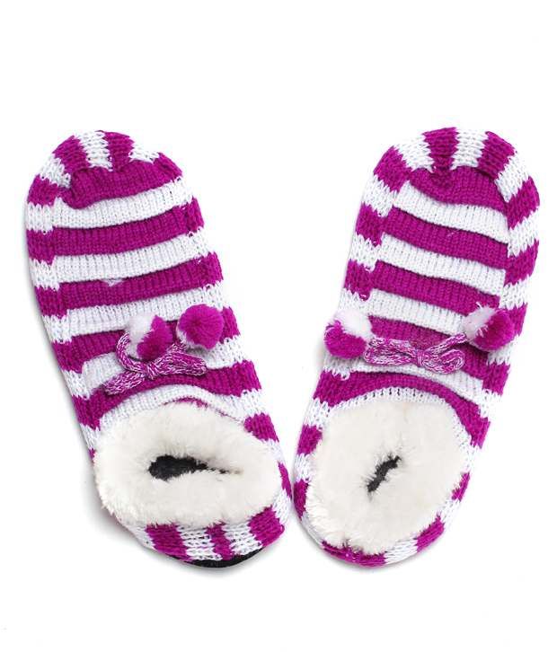     			Bizarro.in Stripes Design Women's Purple Footies