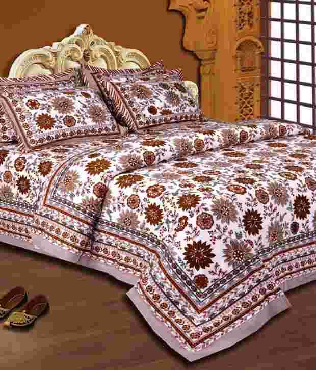 Salona Bichona King Size bedsheet with two pillow covers Buy Salona