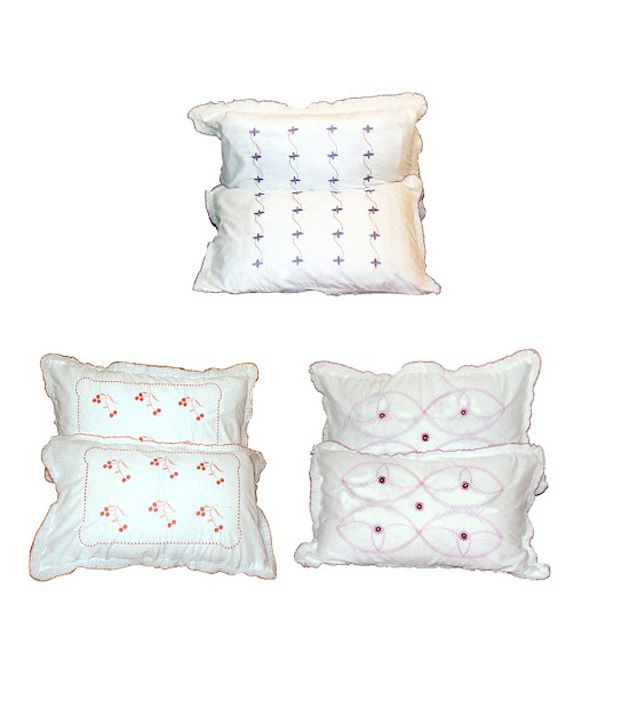     			Christy's Collection 3 Sets 100% Cotton white Pillow Covers [6 pc]