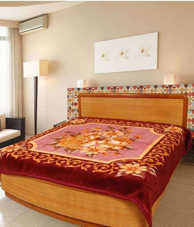 Titlis Glitter Minzo Cranberry Floral Mink Double Blanket Buy Titlis Glitter Minzo Cranberry