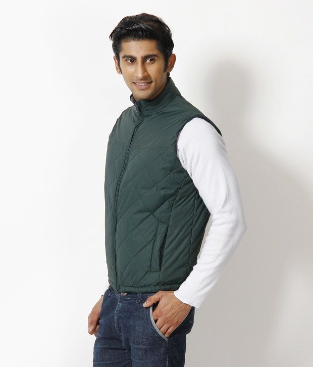 Wills Lifestyle Green Sleeveless Jacket - Buy Wills Lifestyle Green ...