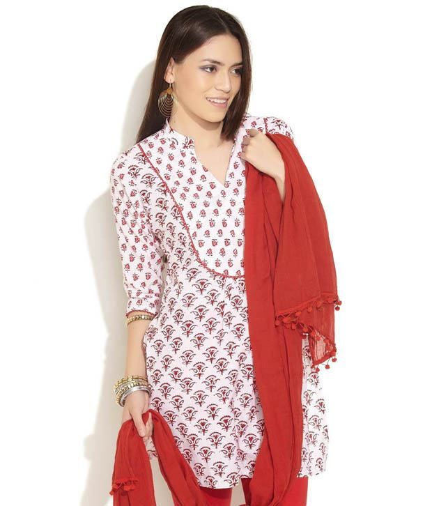 Soch Red Printed Cotton Kurti - Buy Soch Red Printed Cotton Kurti Online at Best Prices in India 