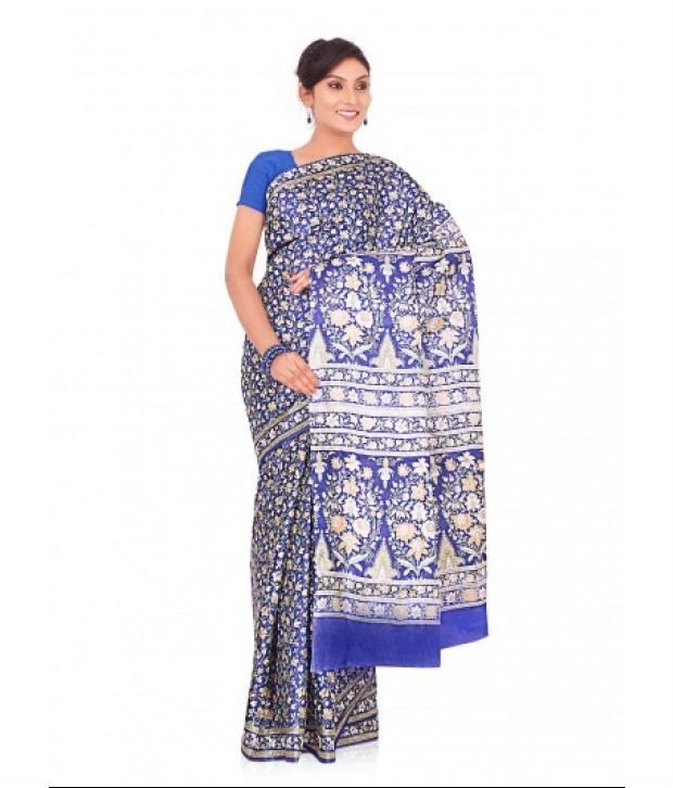 IndusDiva Ink Blue Art Silk Saree Buy IndusDiva Ink Blue Art Silk