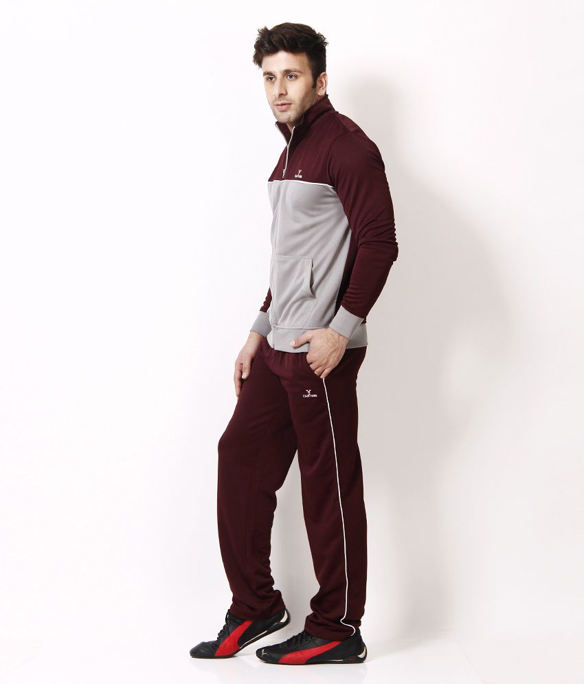 Club York Cool Maroon Polyester Tracksuit - Buy Club York Cool Maroon ...