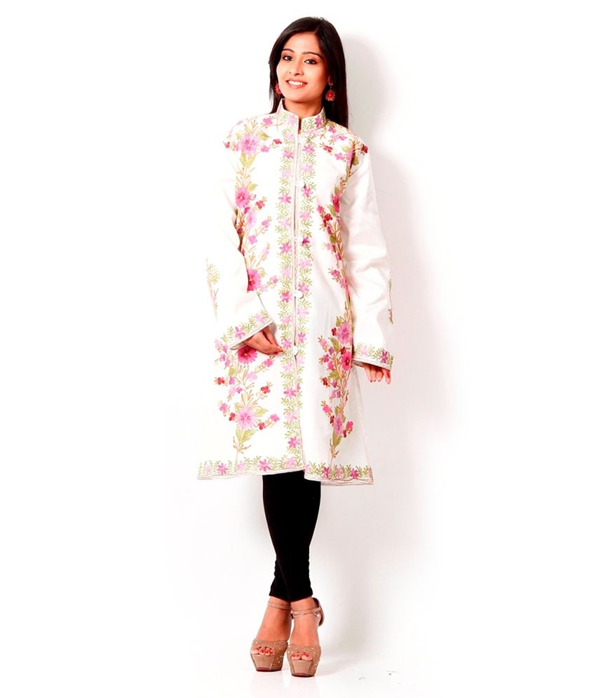 Buy Inara Robes White Kashmiri Jacket 