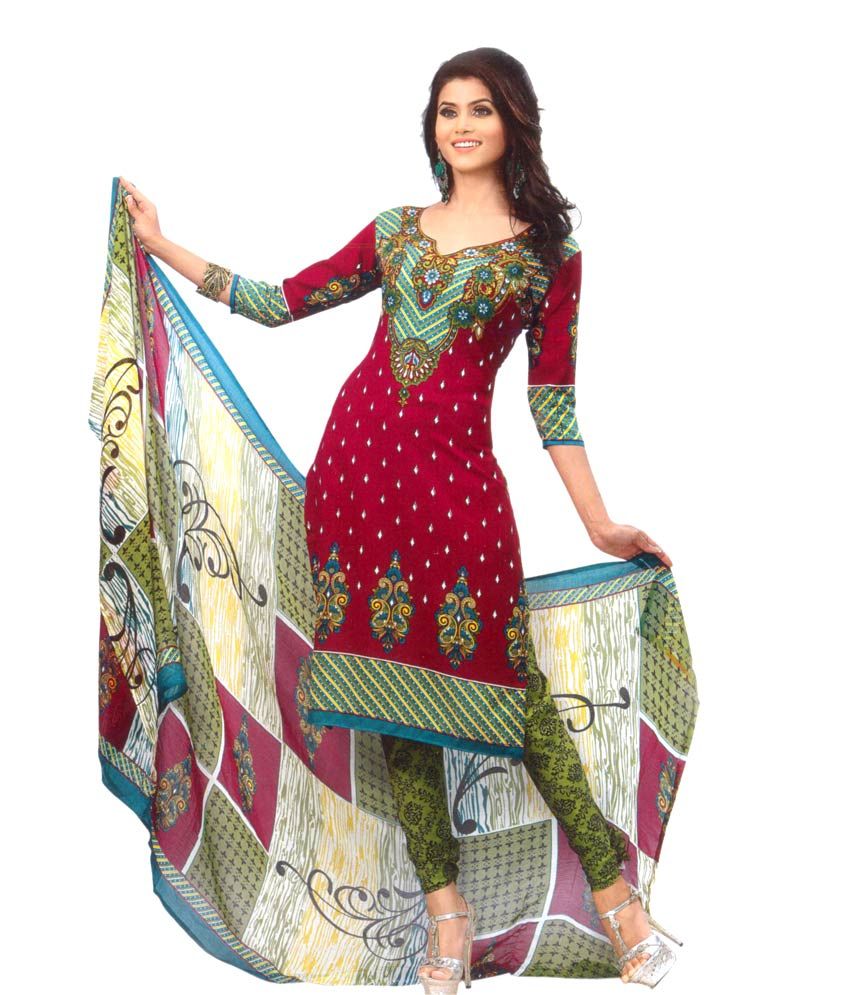 red long churidar