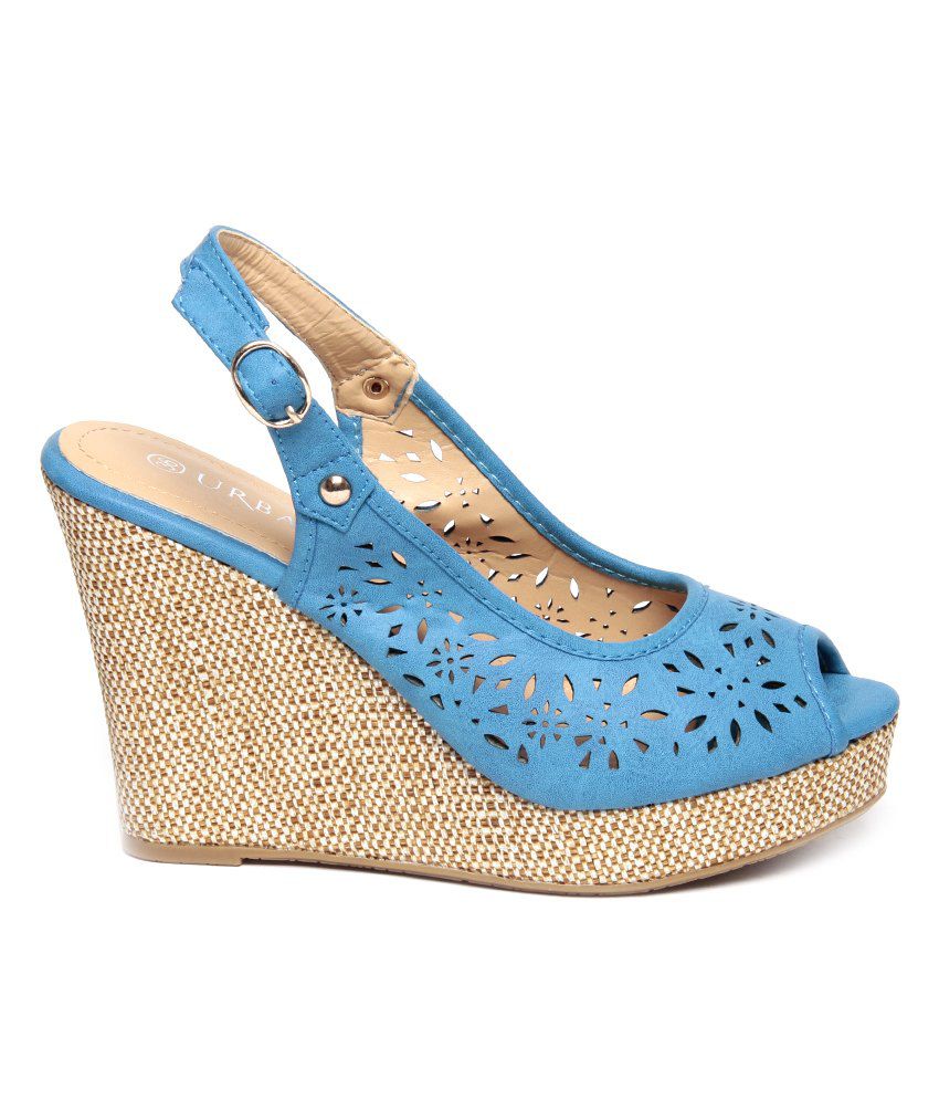 Urbane Appealing Blue Wedge Heel Sandals Price in India- Buy Urbane ...