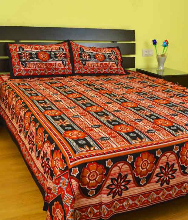 Chaadars Printed 100 Cotton Double Bed Sheet And 2 Pillow Covers 180 