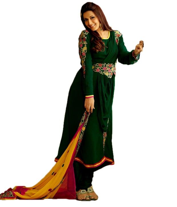Admyrin Green Chiffon Unstitched Dress 