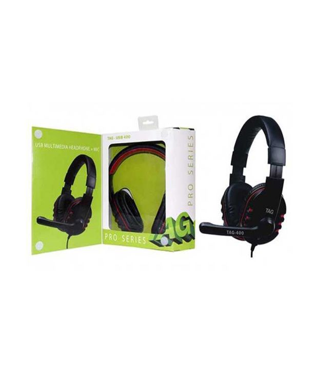     			TAG usb-400 Over Ear Headset with Mic Black