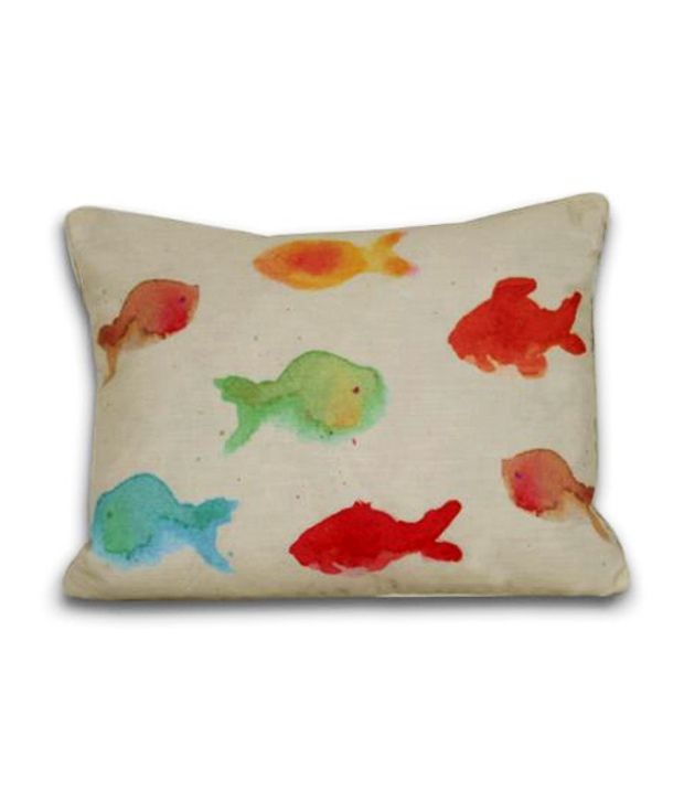 Thro By Marlo Lorenz 5895 Water Color Multi Fish Pillow 16 By 20