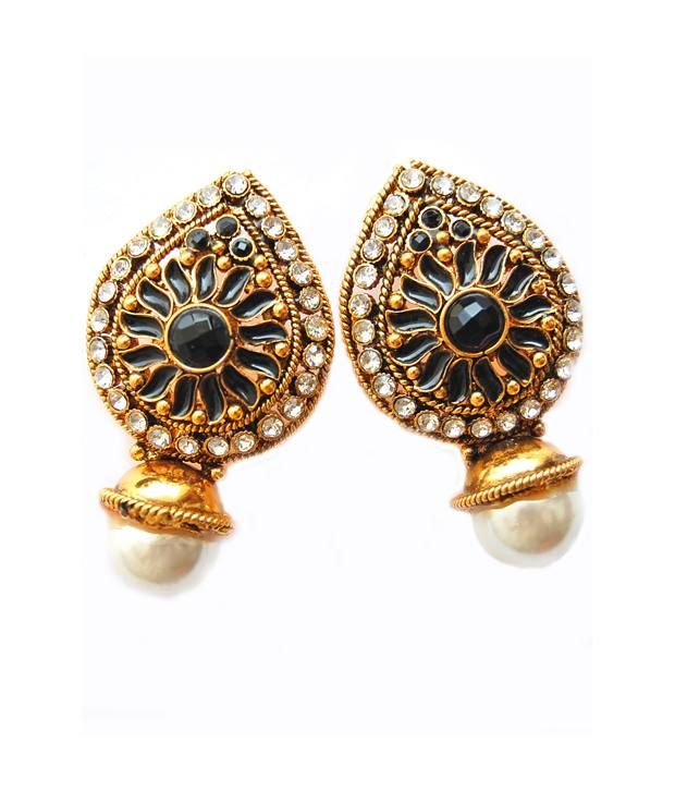 black white and gold earrings