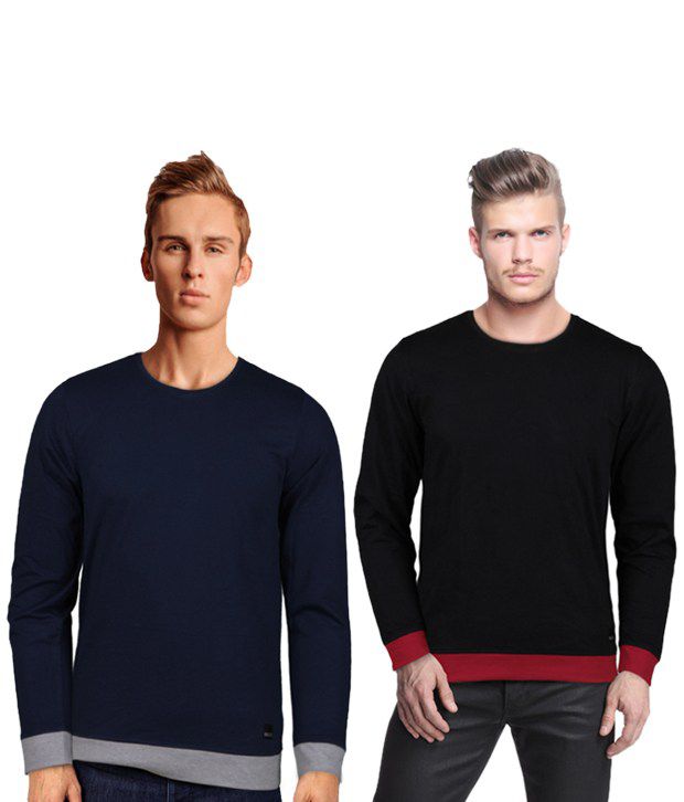 Rigo Cool Pack Of 2 Navy-Black T Shirts - Buy Rigo Cool ...