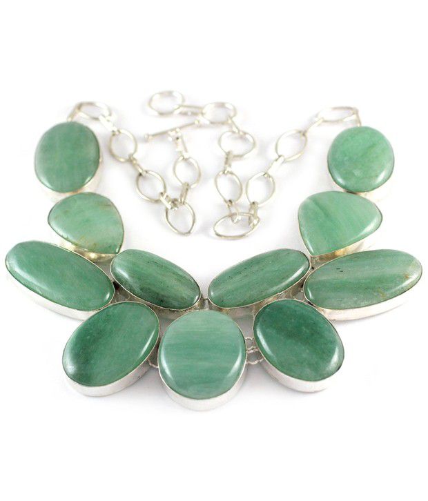925 Silver Green Margaj Stone Fashion Necklace For Women: Buy 925 ...