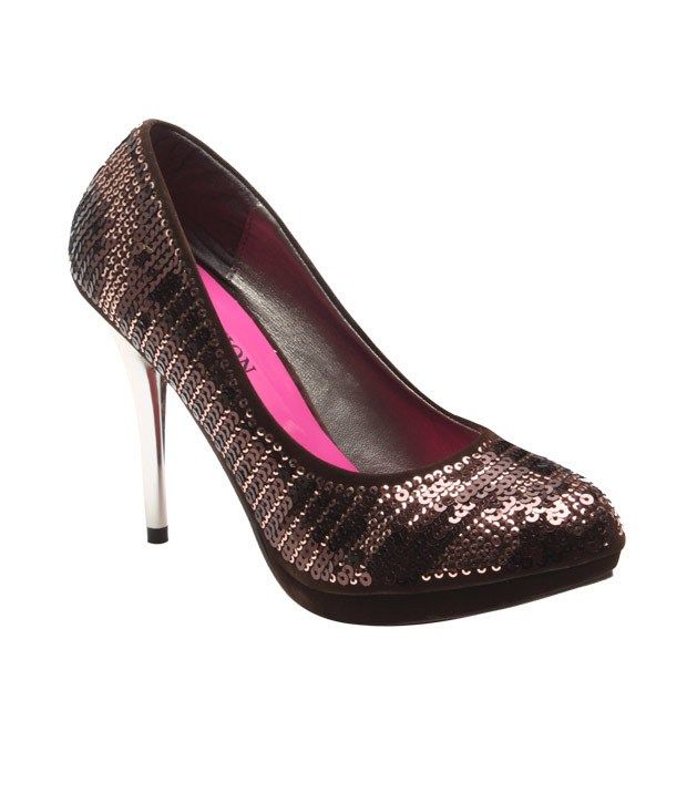 brown sequin heels