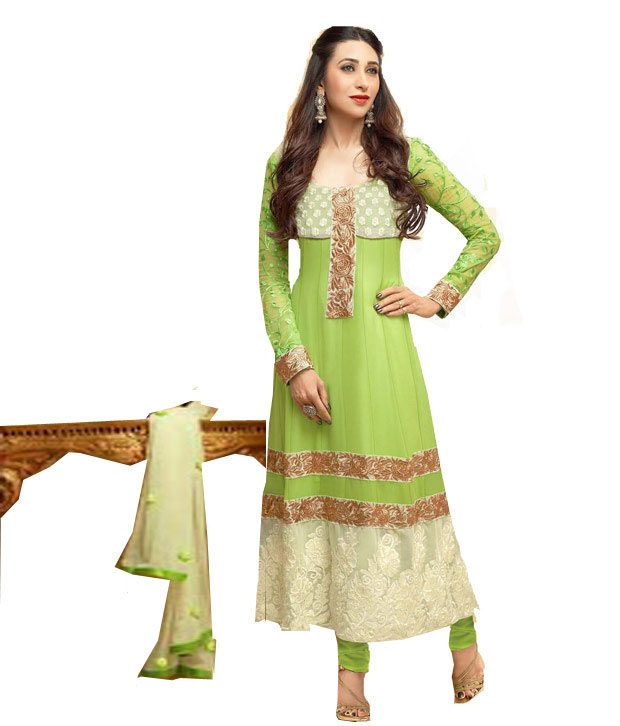 parrot green anarkali suit