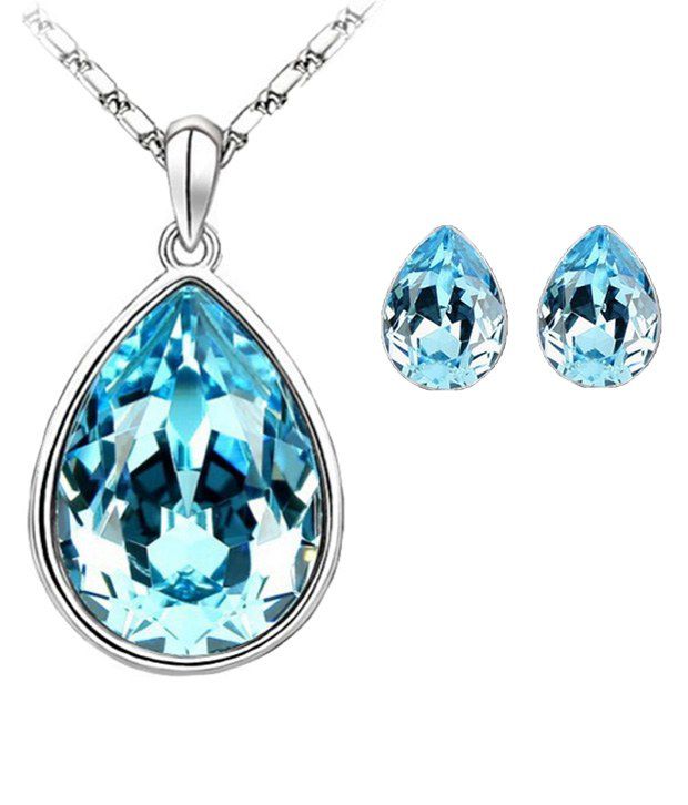CYAN teardrop style crystal jewelry set - Buy CYAN teardrop style ...