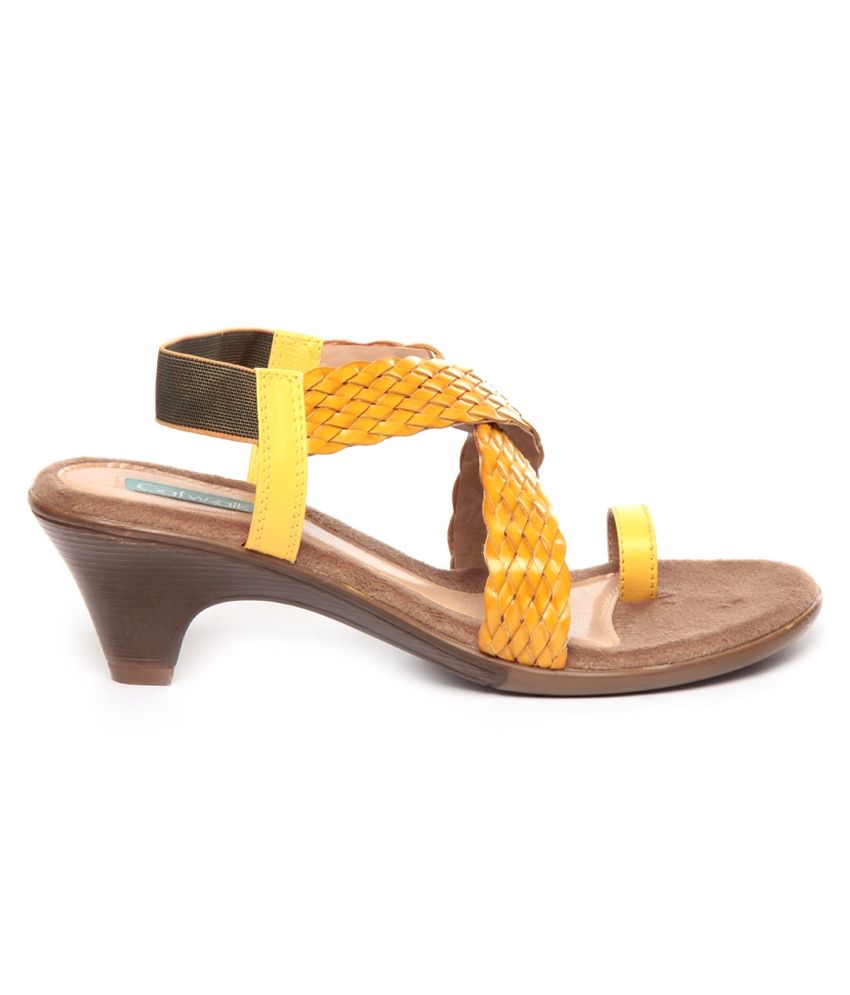 yellow heeled sandals
