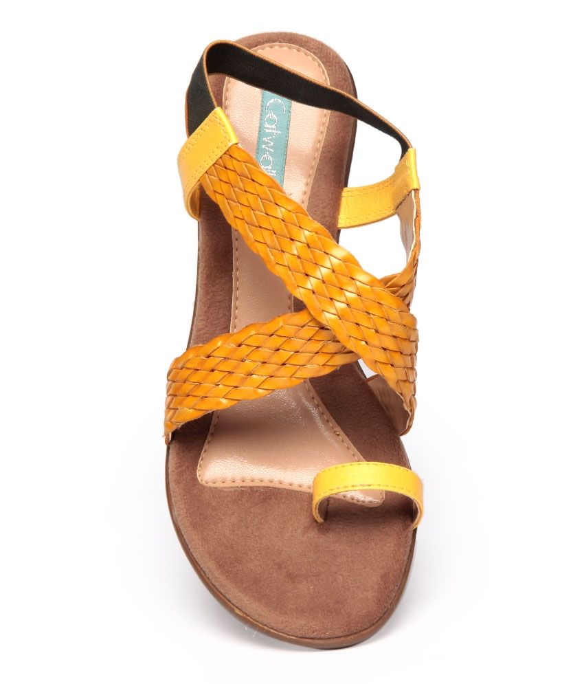 yellow heeled sandals