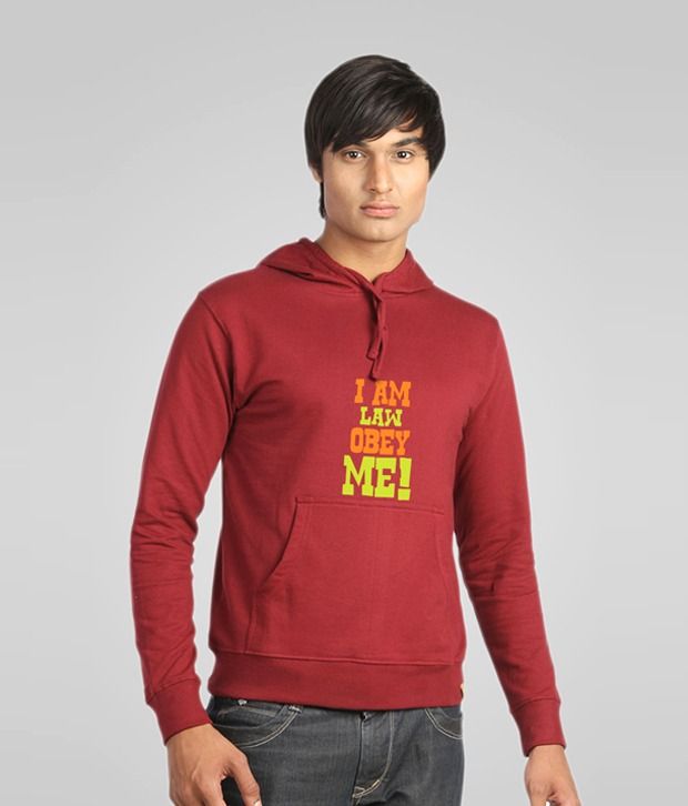 Campus Sutra Maroon I am Law Obey Me Sweatshirt
