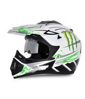 Vega Helmet - Off Road Graphic Monster (White Base with Green Graphics)