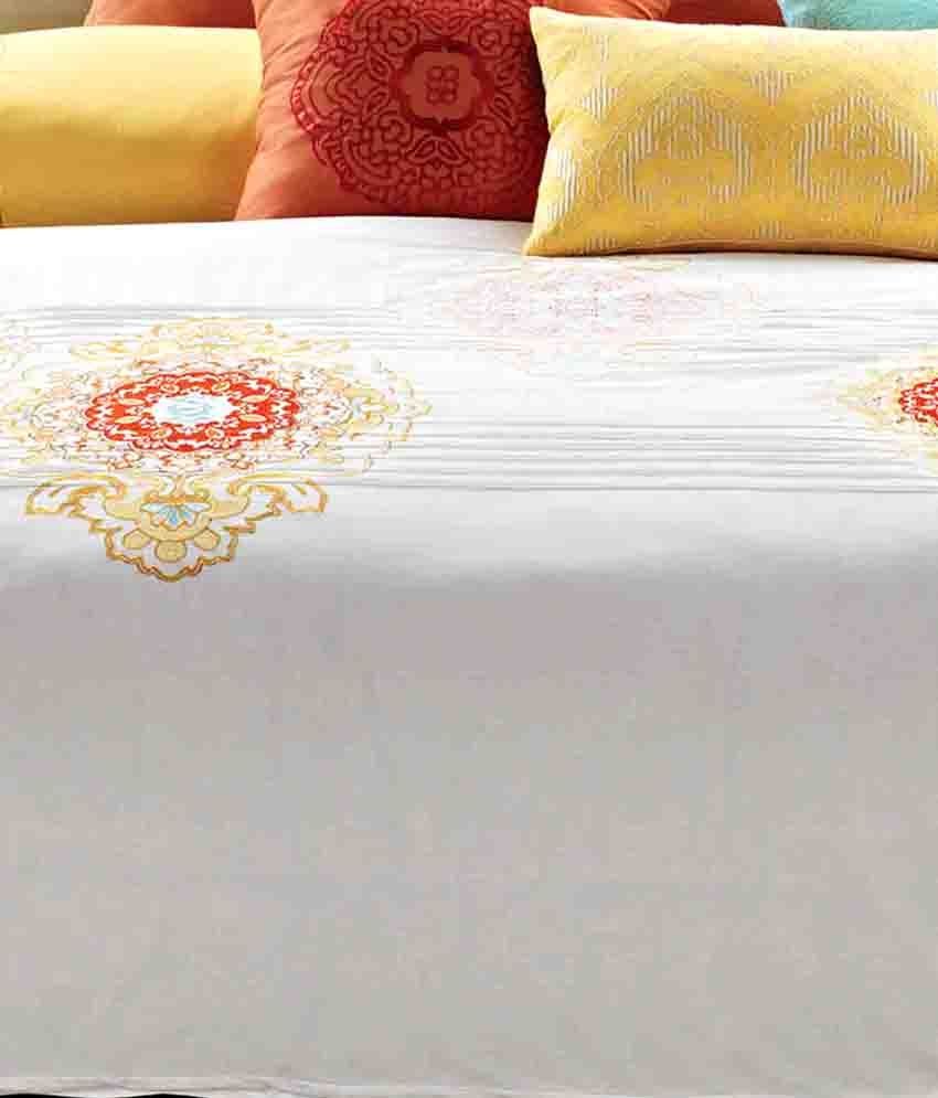 Maishaa White Embroidered Bed Sheet with 2 Pillow Covers Buy Maishaa