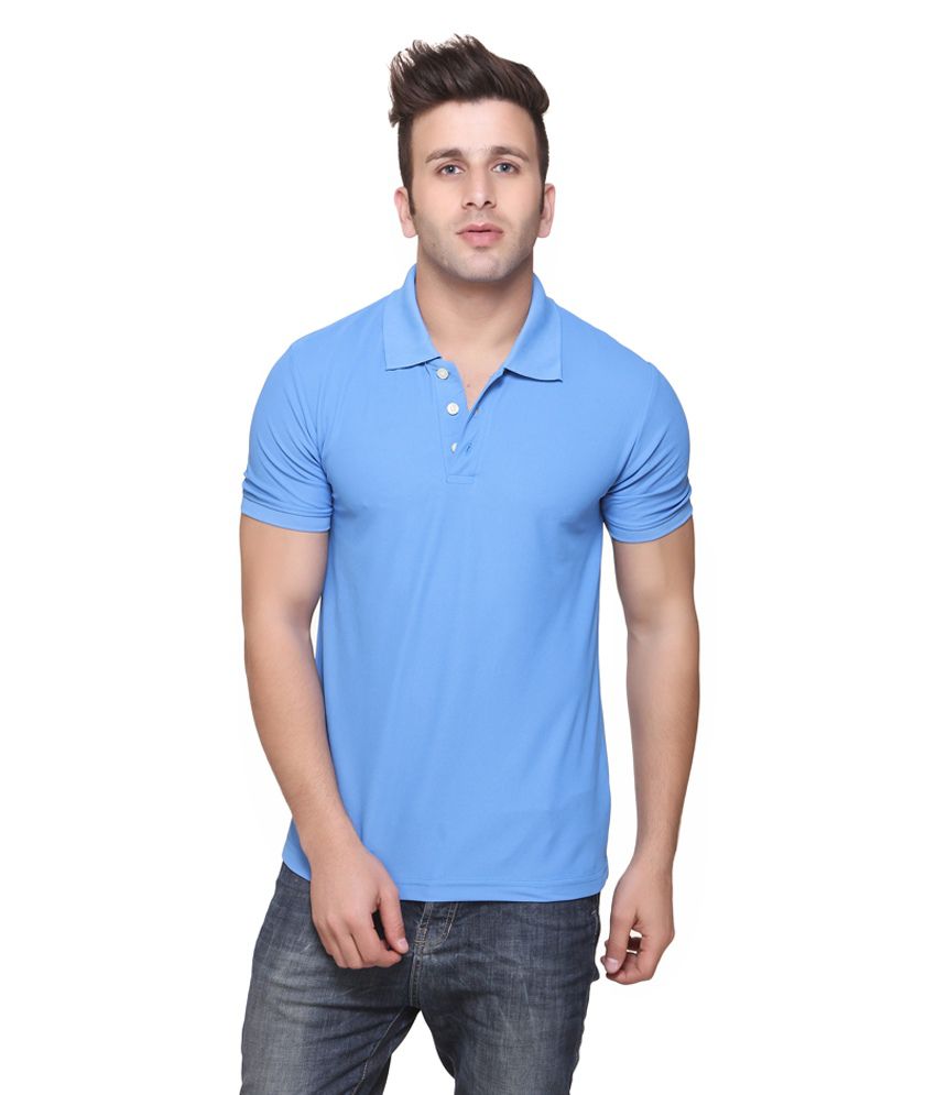 American Crew Polo Collar Dri-fit Silver Lake Blue T-Shirt - Buy ...