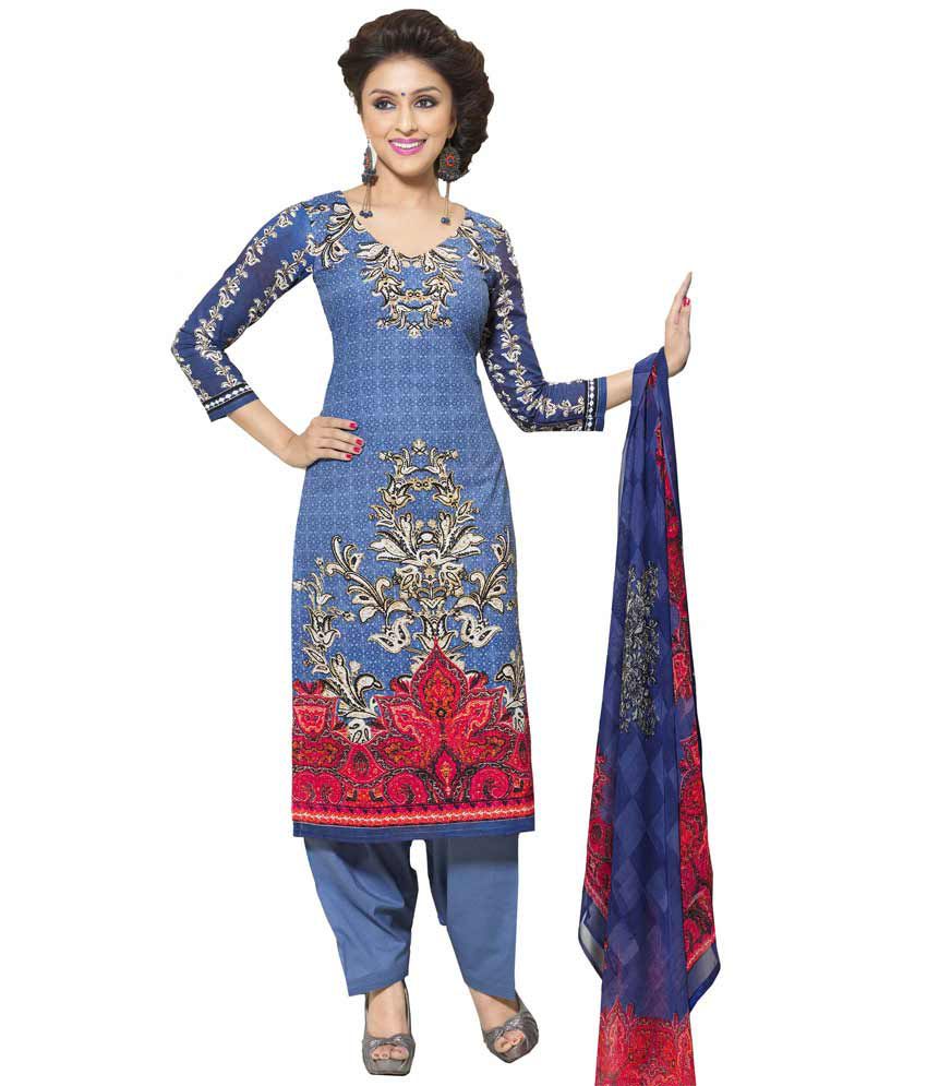 Ethnic Station Blue Resham Embroidery Salwar Suit - Buy Ethnic Station ...