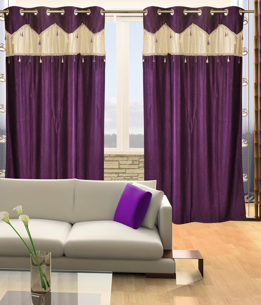     			Home Candy Set of 2 Door Eyelet Curtains Contemporary Purple