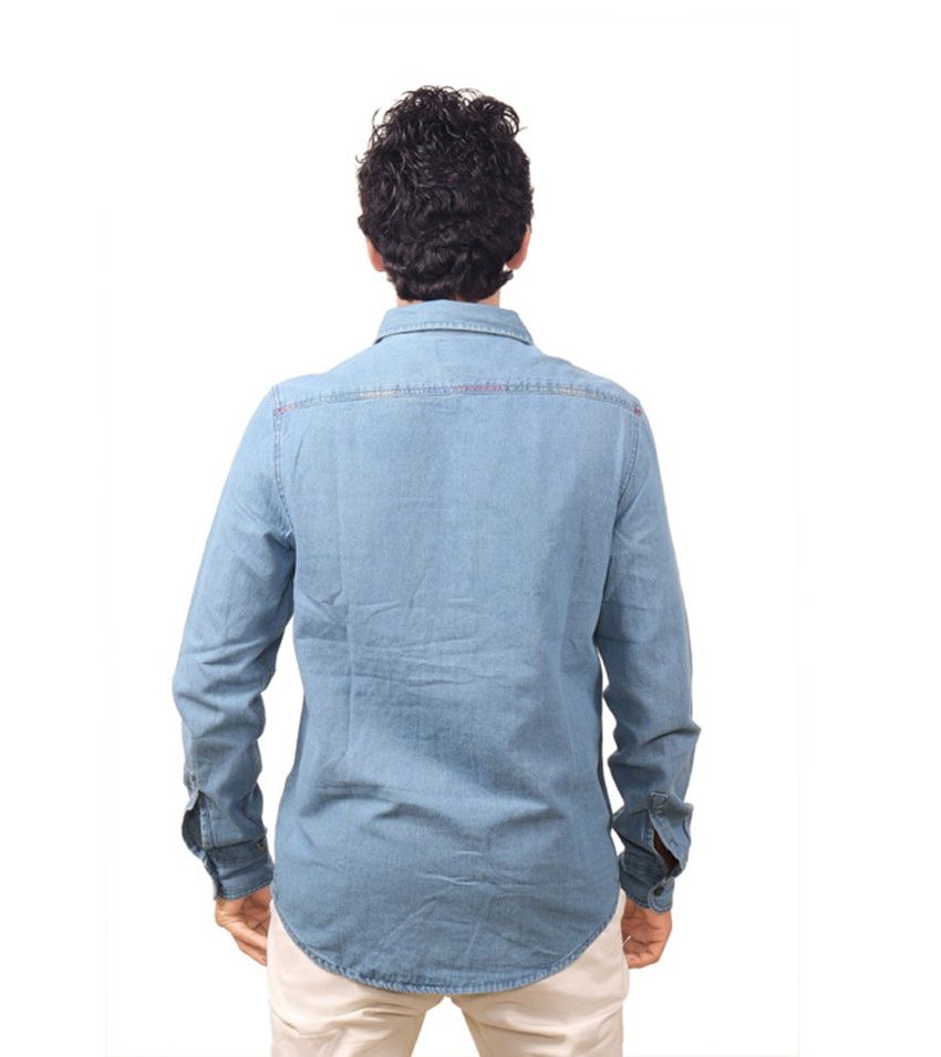 sky blue denim shirt