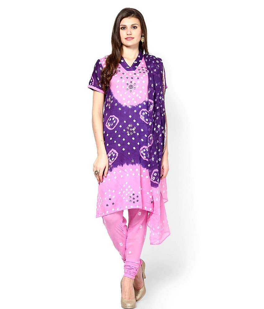Rajasthani Sarees Purple Cotton Unstitched Dress Material Buy