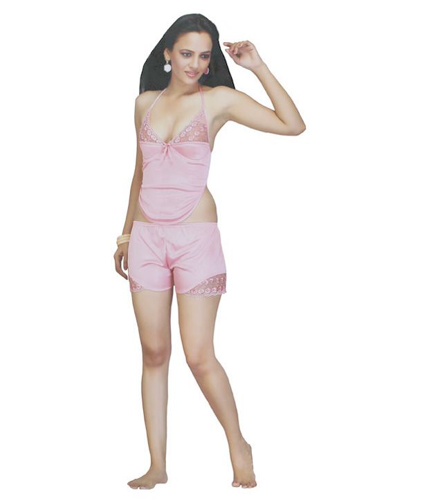 Buy Lucy Secret Pink Satin Nighty And Night Gowns Pack Of 5 Online At 