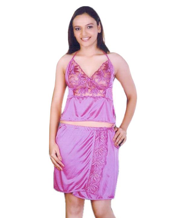Buy Lucy Secret Purple Satin Nighty And Night Gowns Pack Of 6 Online At Best Prices In India 