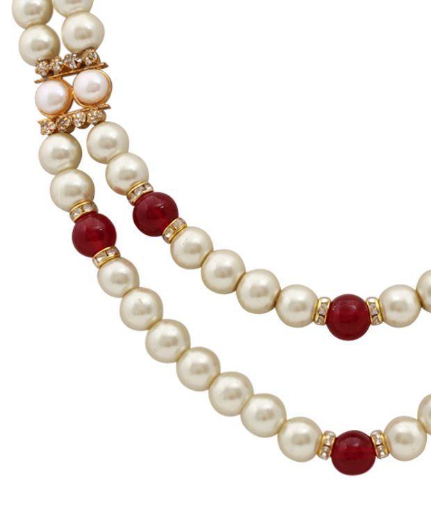 Oleva Striking Pearl Necklace Set With Triple Pearl String Watch - Buy ...