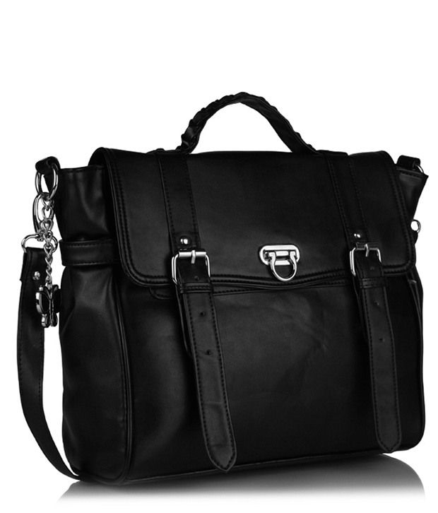 Black Synthetic Leather Sling Bag | NAR Media Kit