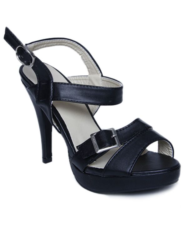 black pencil heel sandals