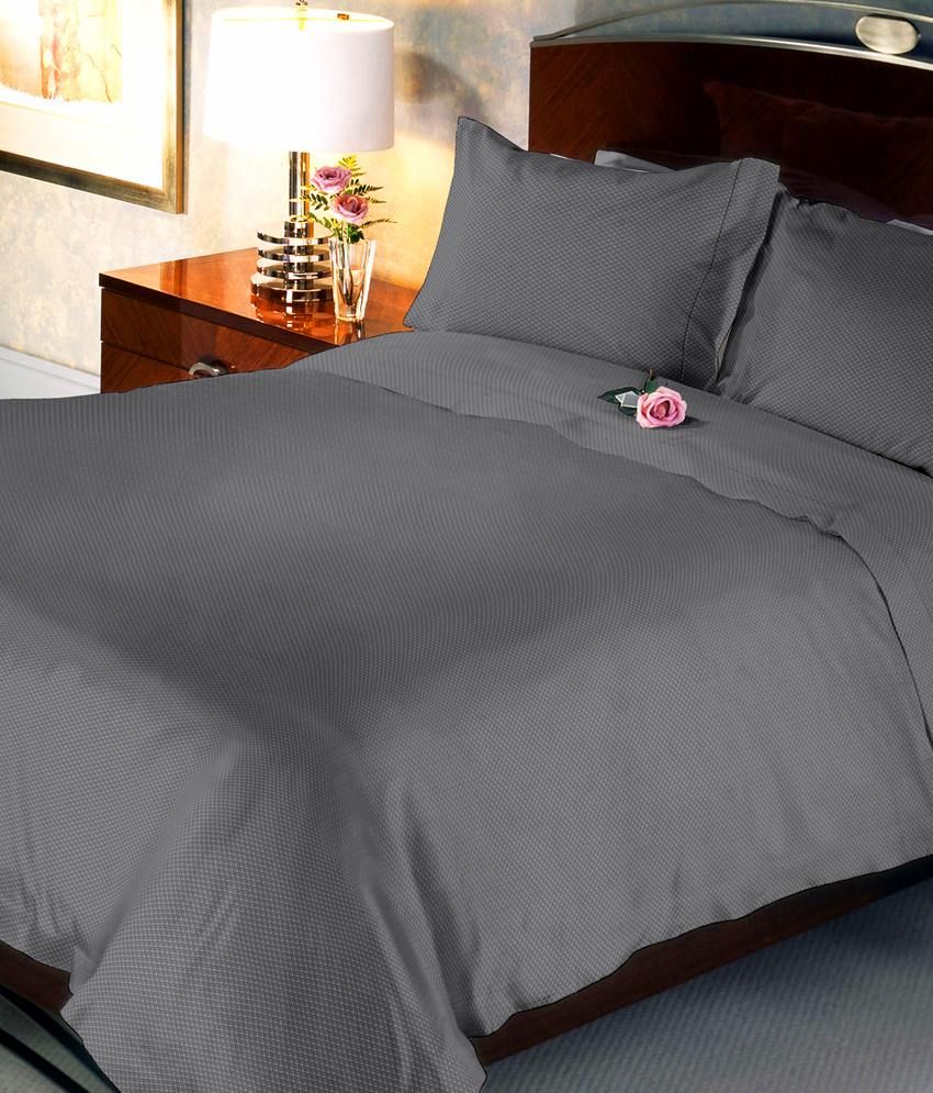 Uber Urban Classy Grey Loop Double Bedsheet With 2 Pillow Covers300