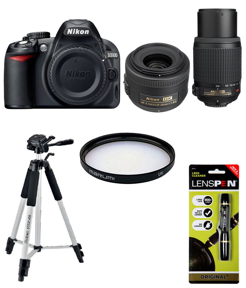  Nikon  D3100  with 18 55mm 35mm  Lens Combo Tripod Lens 