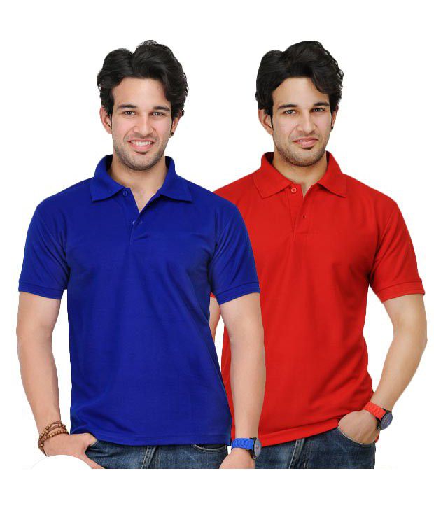 TSX Pack of Royal Blue-Red Polo T-Shirts - Buy TSX Pack of Royal Blue ...