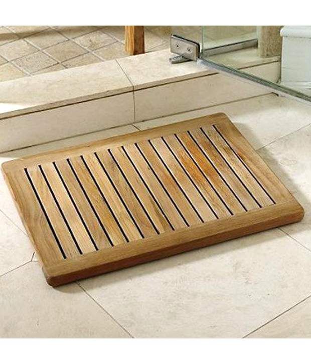 GradeA Teak Rectangular Wood 24 Inches Door/Shower/ Spa/Bath Floor Mat