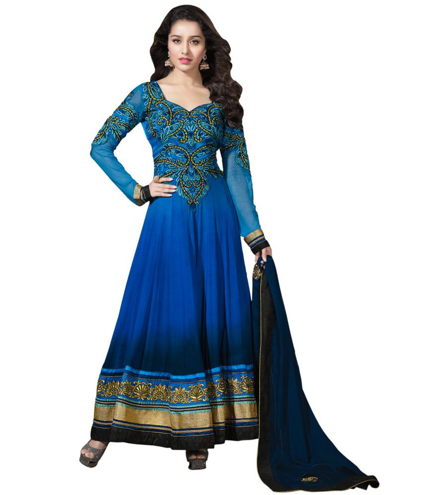 Indian Wholesale Clothing Blue Georgette Unstitched Dress Material ...