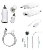 Xfose iPhone 3G/4G/4S Charger,Car Charger ,Earphones,Audio Splitters & USB Data Cable (Combo) Indian Pin