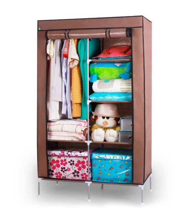  Folding  Steel Cloth Wardrobe  Brown Buy Online at Best 