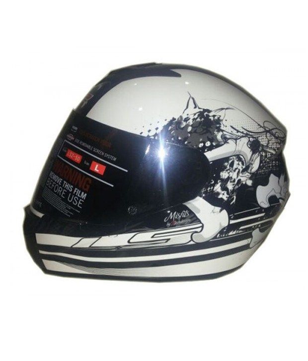 LS2 - Full Face Helmet - FF351 Misfits (White) [Size : 58cms] - ECE Certified: Buy LS2 - Full