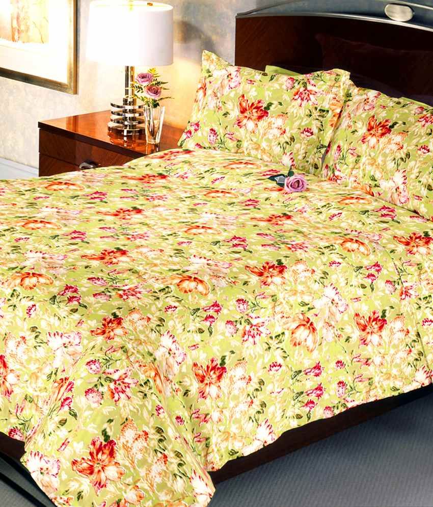 Uber Urban Gardenia Double Bedsheet With 2 Pillow Covers300 Thread