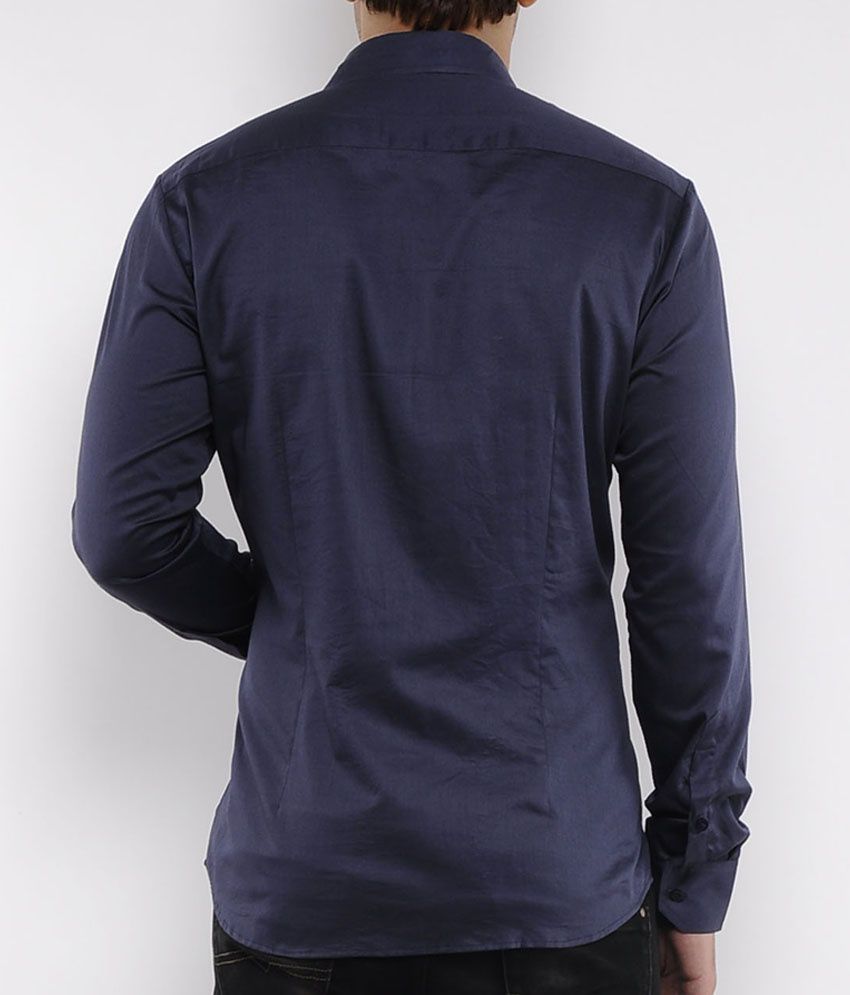 I Know Navy Shirt With Green Piping On Inner Placket - Buy I Know Navy ...